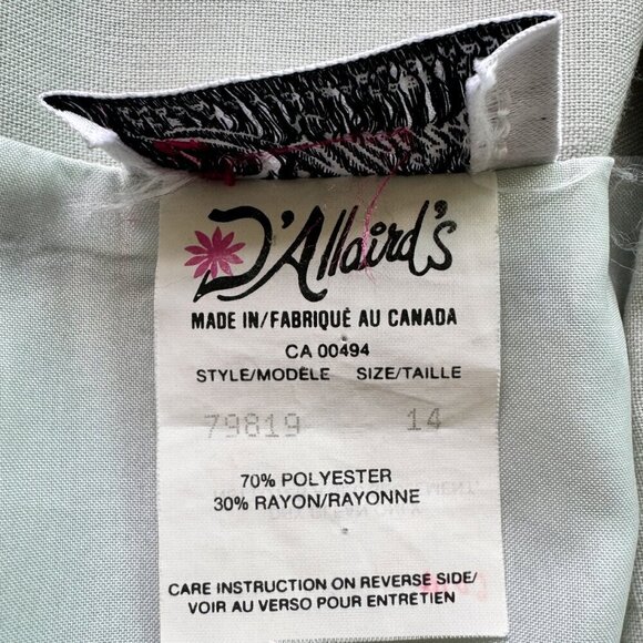 Vintage 80s D'Allairds Oversized Blazer - Light Sage Green - Lightweight Jacket - Picture 7 of 7